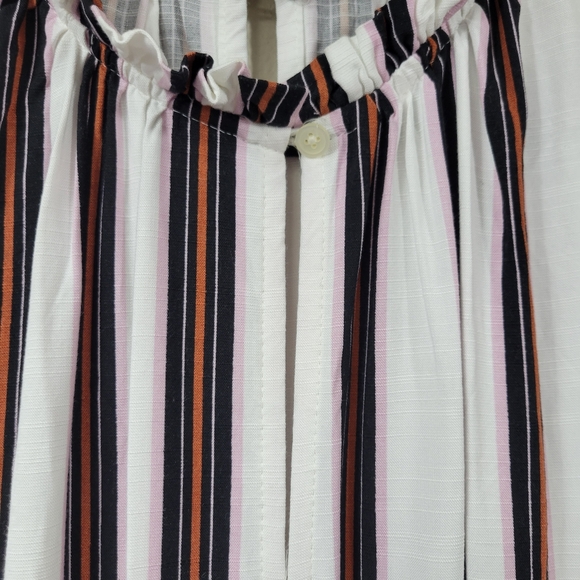 Loft Striped Rayon High Neck Jumpsuit | Size XS - Picture 6 of 16